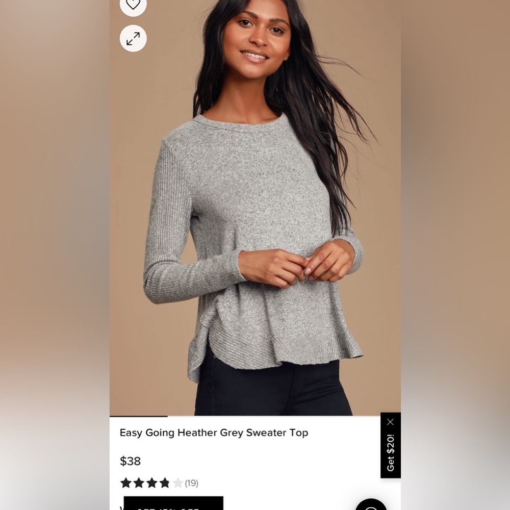 Lulus Easy Going Heather Grey Sweater Top
